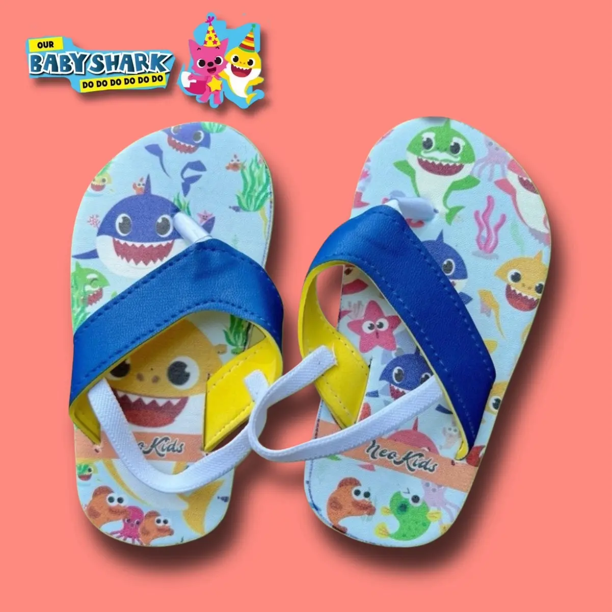 Sandal Anak Trendi Baby Shark untuk Belajar Jalan - Ukuran 21-25 - Perempuan, Hiu Cewek Bayi