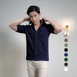 Cupachino Double Knit Kemeja Pria 2-Way Stretch Lengan Pendek