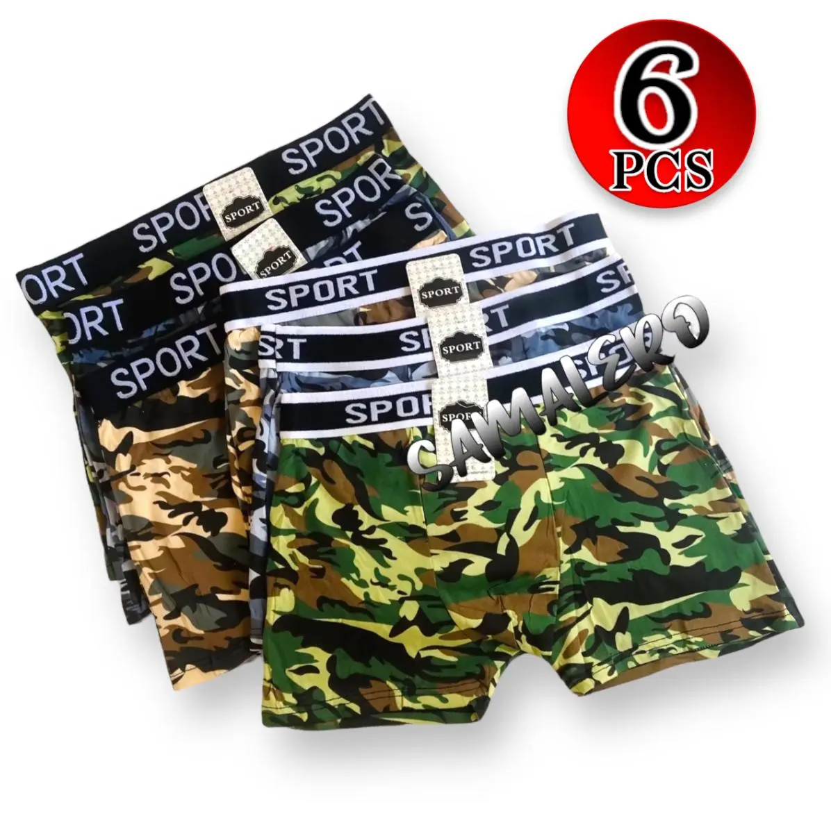 [ PROMO 6 PCS } CELANA DALAM BOXER PRIA MOTIF ARMY  PAKAIAN DALAM MOTIF LORENG