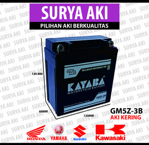 Aki Motor KAYABA GM5Z-3B Aki Kering SUPRA X LEGENDA SUPRA FIT ASTREA MEGAPRO PRIMUS SMASH TITAN- Free Bubble Dus