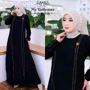 My Dailystore Gamis Abaya Melisa Terbaru Model Payet Bahan Crinkle Sutra Adem Halus Tebal Lingkar Dada L Xl Xxl Xxxl Panjang 140 Cm Resleting Belakang