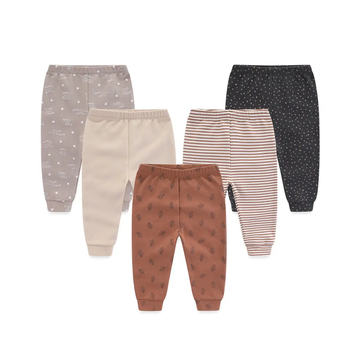 Kiddiezoom 5 Pcs/lot Baby Pants Four Seasons Unisex Newborn Pants 100%Cotton Soft Girl Boy Baby Trousers 0-12 Months Infant Pants
