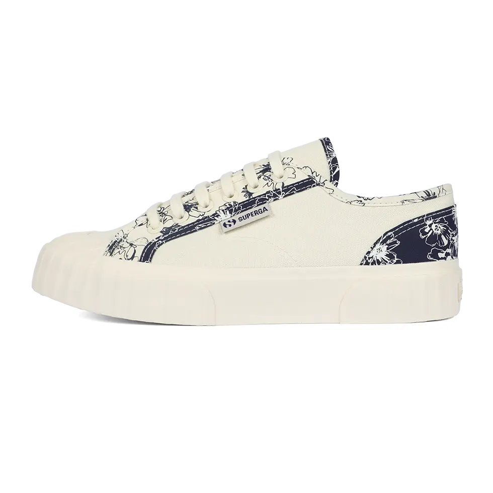 Superga 2630 Stripe Sketched Flowers Navy Flowers