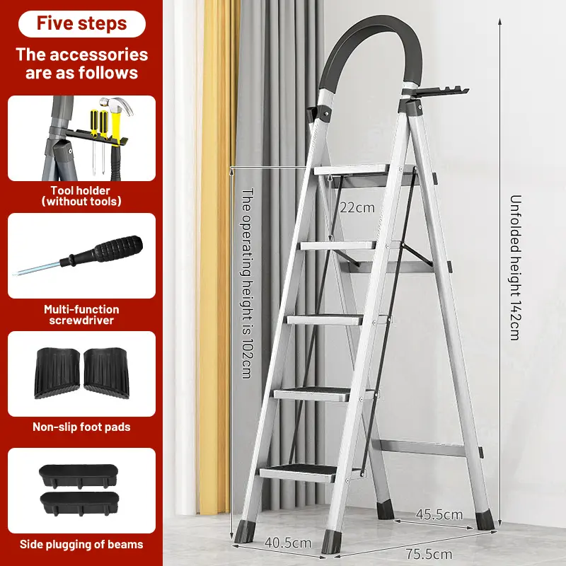 Folding Ladder Step Ladder Foldable Hagdanan Catbon Steel Stairs ...