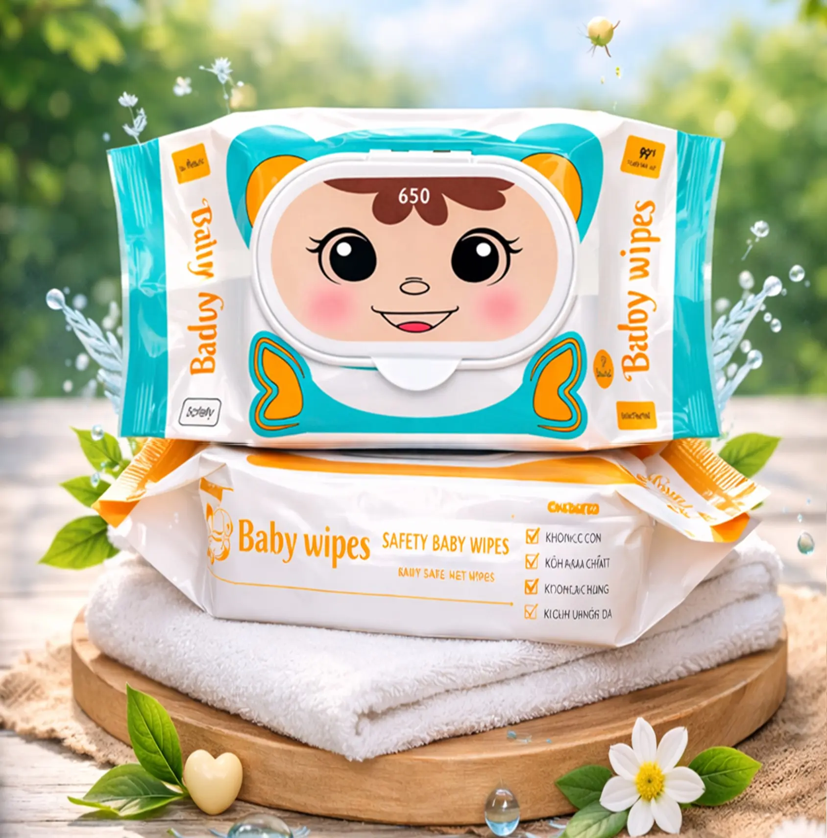 Combo 10 Gói Khăn Ướt Gấu 300g-350g Baby Wipes Khổ Lớn Vải Bi Dày Không Hương Liệu An Toàn Cho Da Nhạy Cảm - LÂM WAREHOUSE