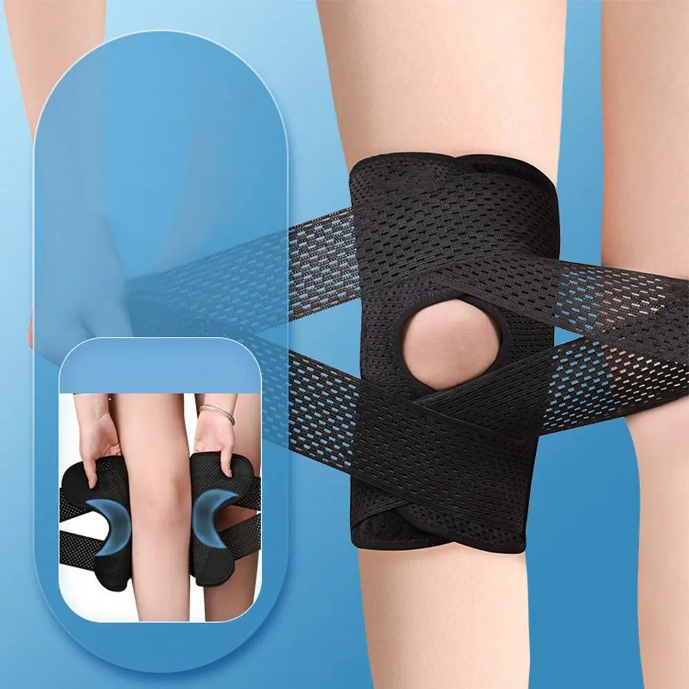 Protective Knee Joint Shock Absorption Climbing Fitness Running Supporting Knee Spring Supports Suitable For Basketball Strap Knee Pads Knee Brace Sports Knee Guard