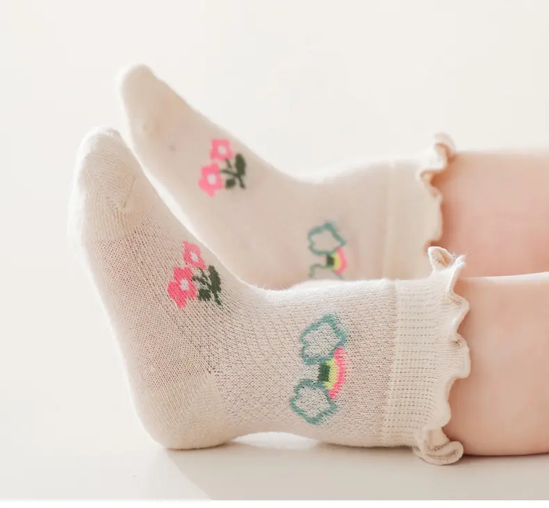 Spring Summer Thin Cotton Mesh Breathable Baby Socks Cute Girls Crew Socks Lovely Cartoon Baby Socks