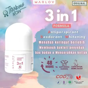 MARLOV Antiperspirant Deodorant Whitening Roll On 3 in 1 Formula 25ml BPOM HALAL Antiperspirant Solusi Ketiak bau dan basah
