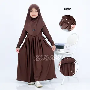 Gamis Abaya Anak Inara Serut Pinggang Usia 0-9 Tahun Bahan Jersey Lembut dan Adem Free Hijab Muslim Panjang Nyaman