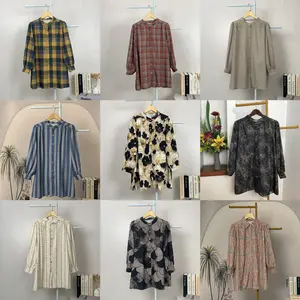 Asaya Atasan Kemeja Lengan Panjang Elegan Longgar Kasual Cetak ZHSZCS098