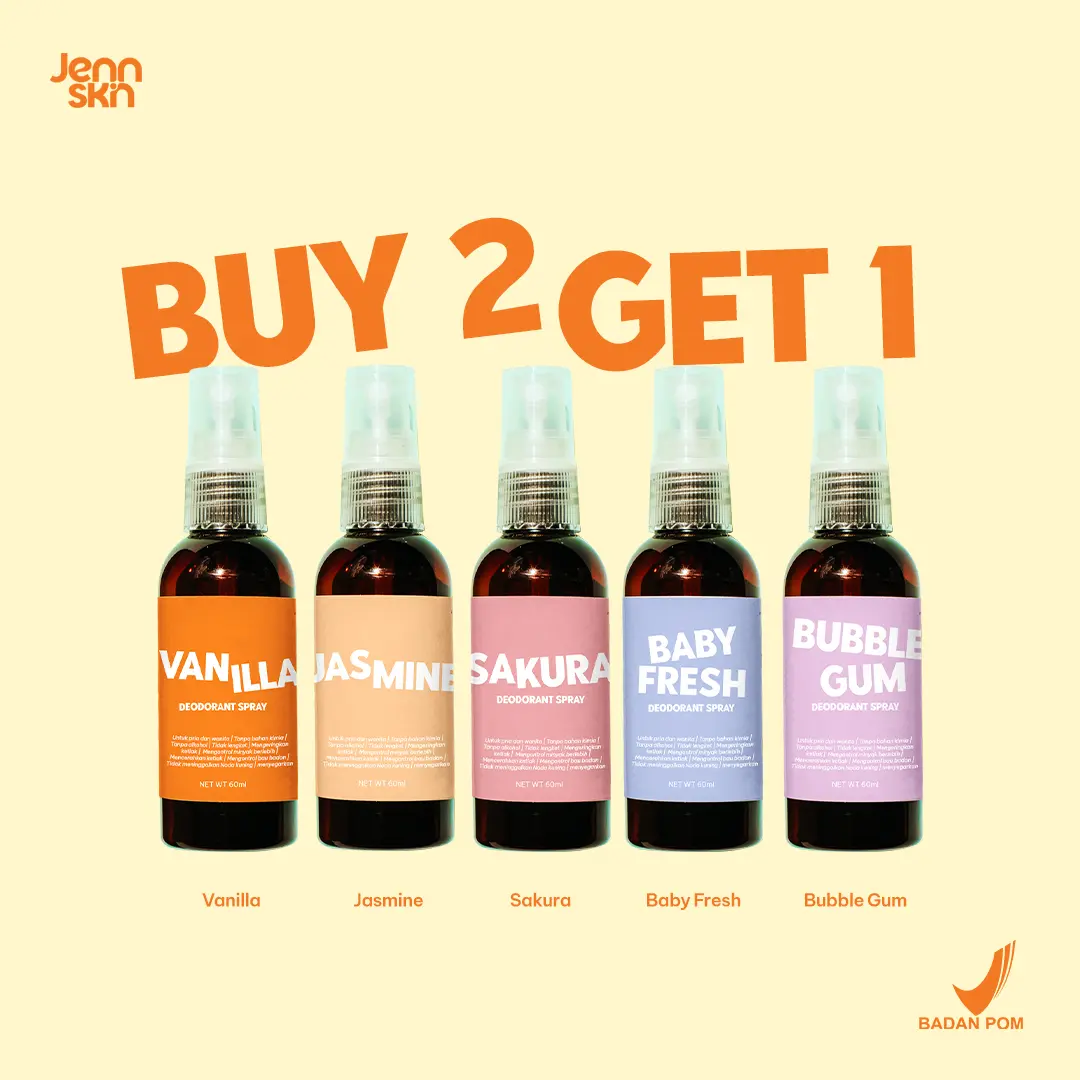 Buy 2 Get 1 Jennskin Naturals Deodorant Spray tawas untuk ketiak tersedia dengan 5 wangi variant