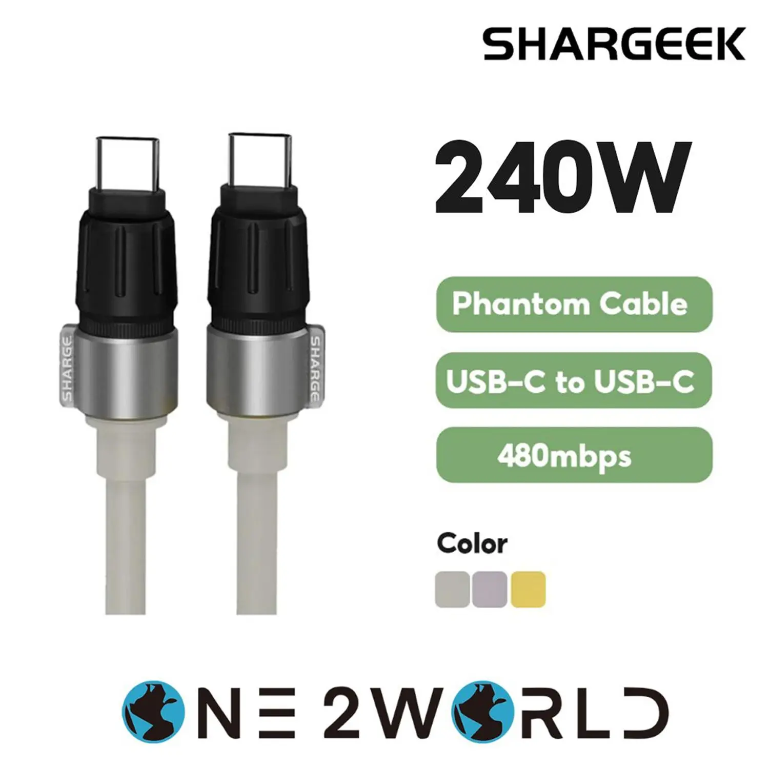 【Video】Shargeek SL106 240W USB-C to USB-C High Speed Phantom Cable 1.2m E-Marker Chip with LED Light
