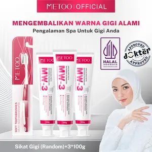 [PROMO FREE SIKAT GIGI CLEAN] METOO MW3 *3 BPOM-pemutih gigi / Gigi Cerah/ Gusi Sehat/ Nafas Segar/ Bebas Karang Gigi/ Membersihkan Noda Gigi/ Pasta Gigi Probiotik METOO MW3 Advance whitening Toothpaste