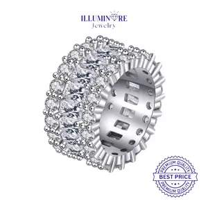 Illuminare-(100% Original) MS-RG88 Cincin Fashion Band Ring Mewah Lab Create Diamond Perak Silver Sterling S925 Platinum Plating