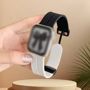 Tali Jam Strap Silikon Magnetic Lock Tali Jam Bahan Silikon Pengunci Magnet Silikon Jam Tali Jam Tangan  Tangan Pintar S10/9/8/7/Se Ultra Gesper Magnetik Warna Kontras Untuk Jam Tangan Sporty