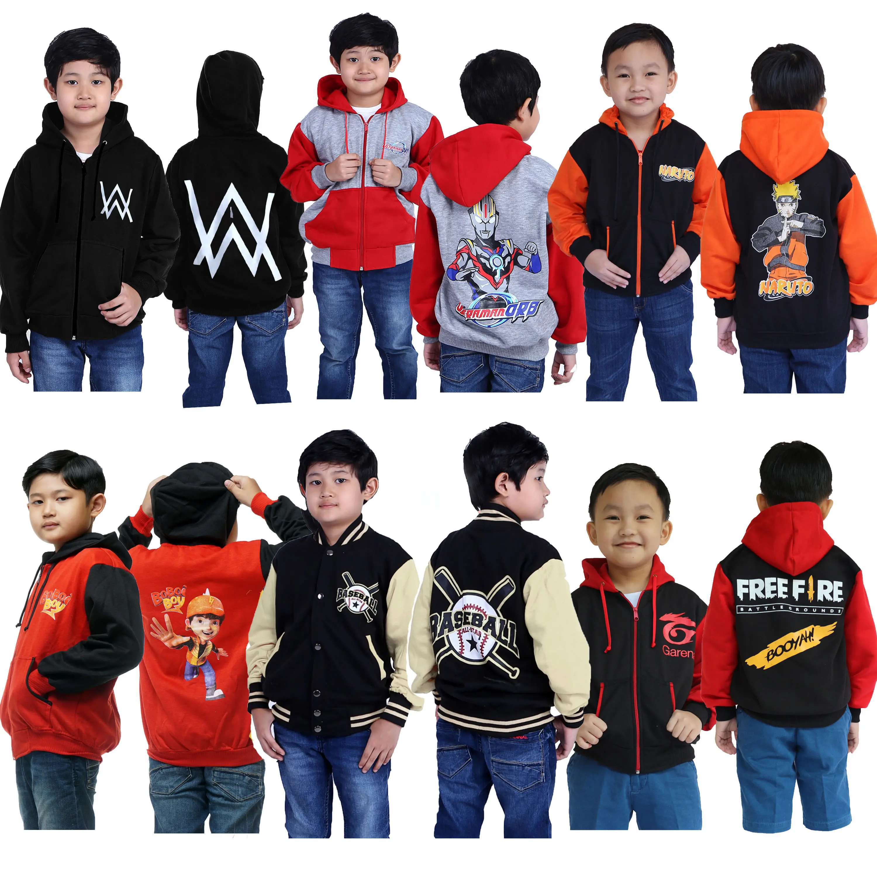 Jaket Anak Laki laki Hoodie Usia 2-10tahun Bahan Fleece