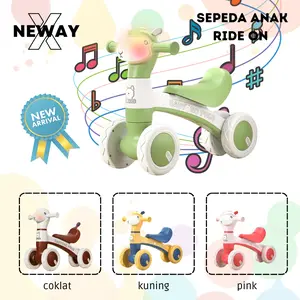 NewayX Sepeda Anak Ride On Mainan Keseimbangan Alpaca Balance Bike Lampu Musik Roda Empat Toys