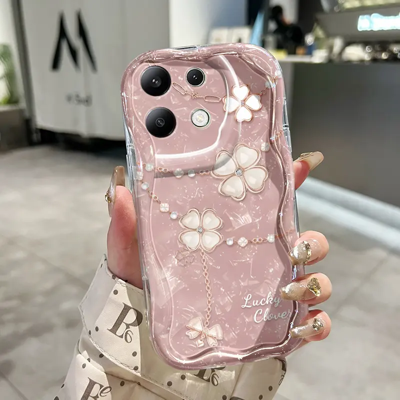 Casing Hp Untuk Xiaomi Redmi NOte 13 5G Note 13 Plus Note 13 Pro Plus POCO X6 Pro POCO X6 NEO 5G Case HP baru Casing Kesing pola Mutiara semanggi berdaun empat Cesing pelindung Kasing benturan pelindung Silikon lunak Softcase