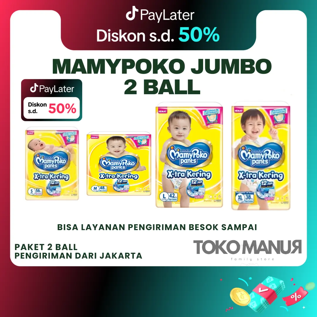 Popok Bayi Murah Mamypoko X-Tra Kering JUMBO per 2 BALL