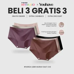 YOUHAVE X TOKO MAMA GIGI  PAKET 6 PCS CELANA DALAM SEAMLESS PANTY CD  PAKAIAN DALAM WANITA PEREMPUAN C920 Katun Pendek