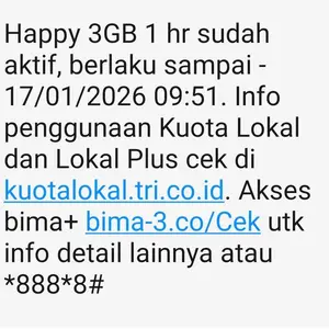 Paket Mobile Data Tri - Happy 3GB / 1 Hari