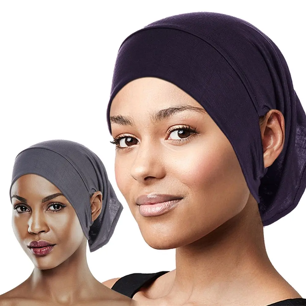 Elastic Bandanas Cap Accessories Hijab Caps Islamic Scarf Hat Undercap with Ear Hole Women's Hijab
