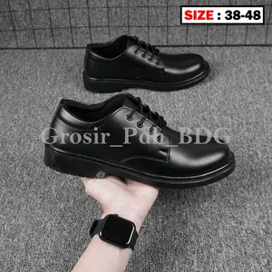 Sepatu Pdh Pria Dinas Harian Security Kerja Kantor Tali + Resleting Kilap & doop Shoes Hitam Boots Karet Size 38-48 Pantofel