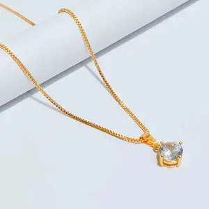 Kalung Itali Free Liontin Mata Satu Asli Titanium Anti Luntur Perhiasan Wanita Permata