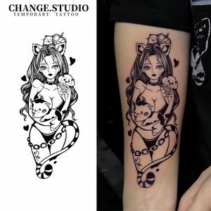 รอยสักชั่วคราว ดีไซน์สาวฮานาตะ กันน้ำ ทนต่อการขีดข่วน ติดทนนาน 15 วัน สติ๊กเกอร์รอยสัก