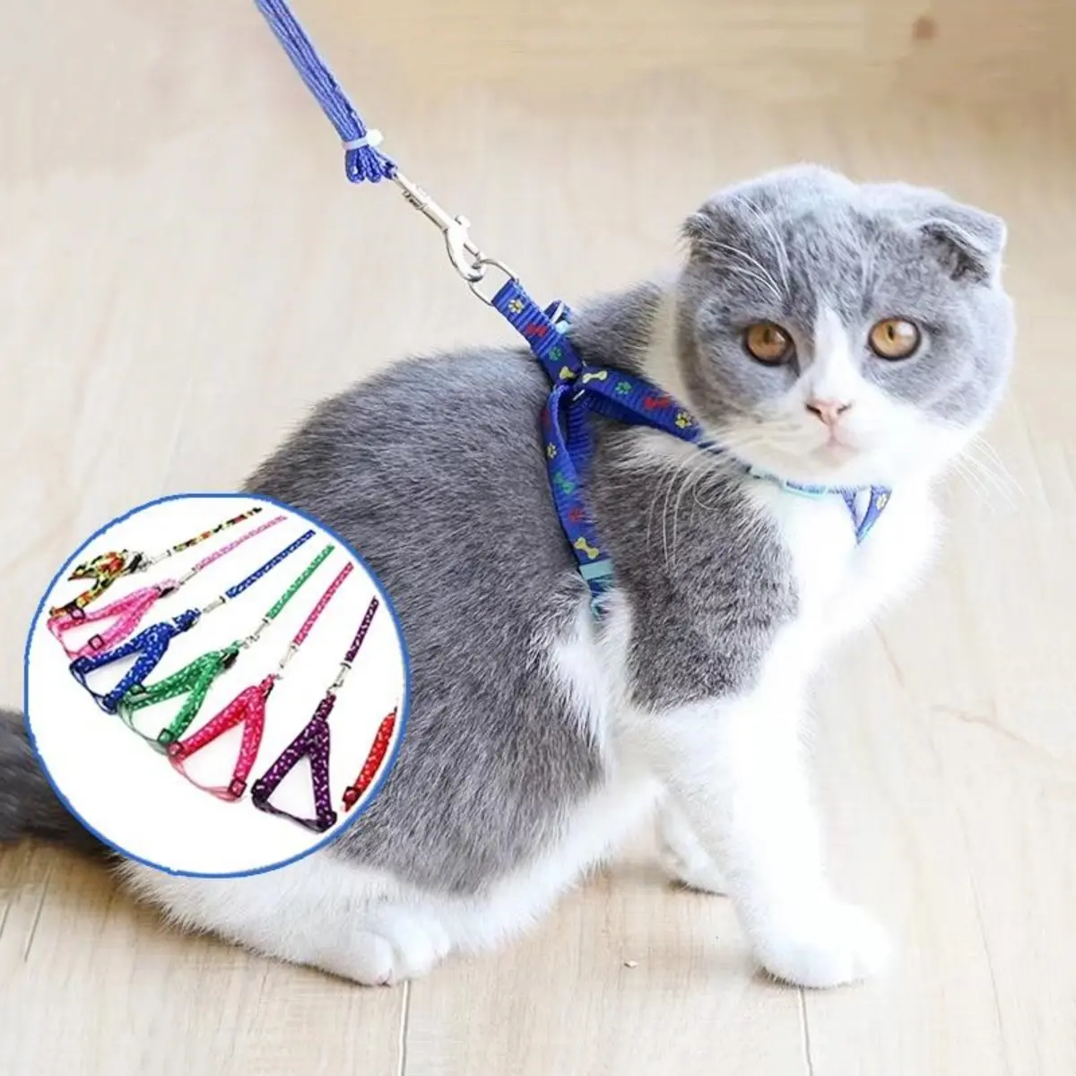 Tali Tuntun Murah Kucing Harness warna-warni Hewan bentuk Y tali Aksesoris Hewan Peliharaan kalungkucinglonceng rantai