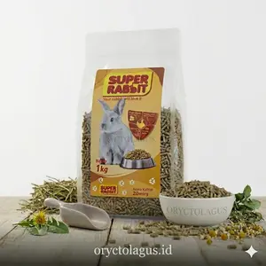 Super Rabbit Pelet Kelinci Hias dan Pedaging 1kg - Makanan Kaya Protein & Vitamin untuk Perkembangan Bulu dan Nafsu Makan