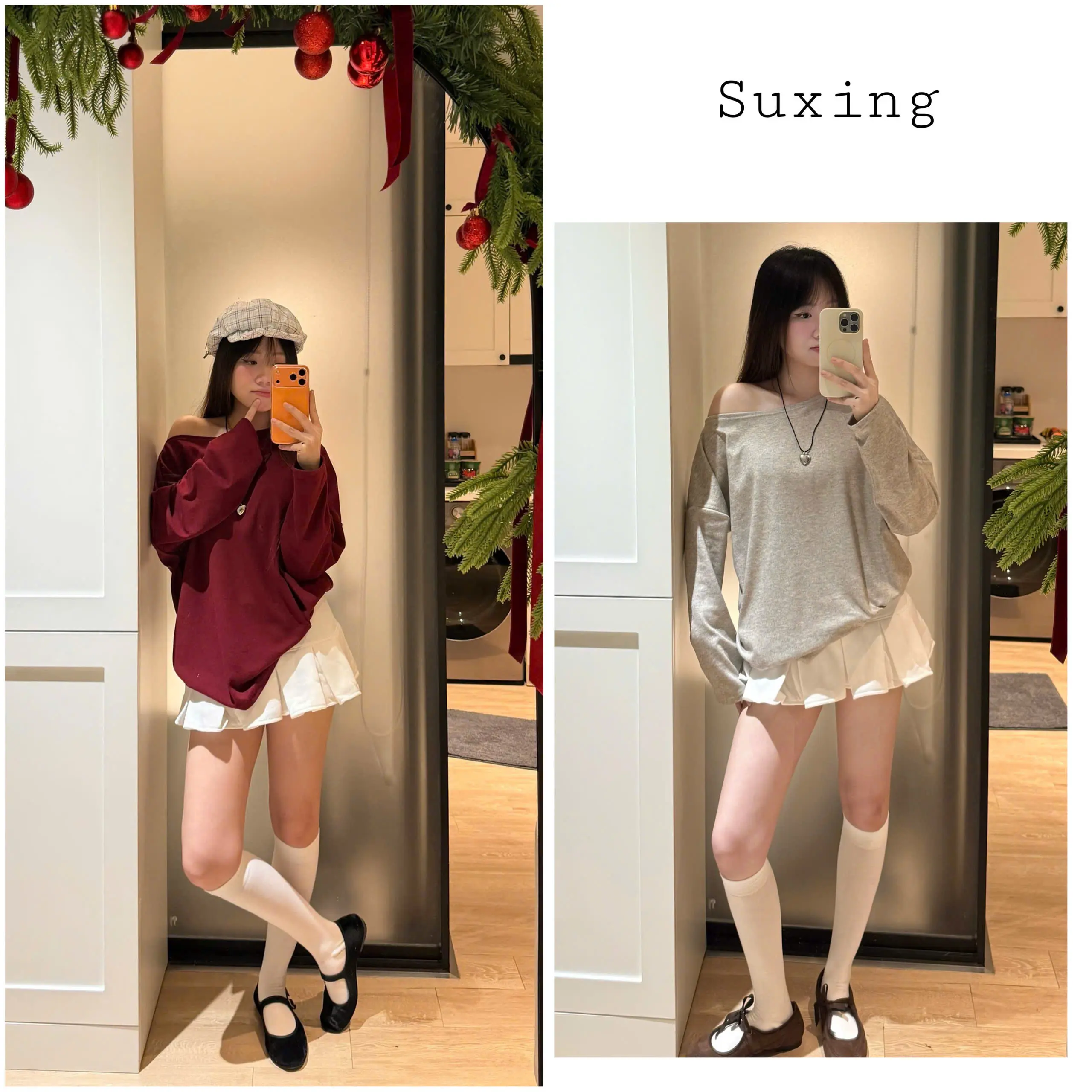 SUXING Áo lệch vai dài tay, Áo thun dài tay lệch vai chất thun tăm thỏ mềm mại Nữ - S104 - 1
