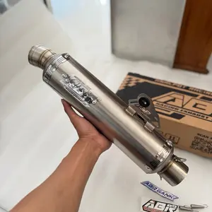 ABRGANK Slincer knalpot abr Racing exhaust Type bulat Jenong emblem Chrome original