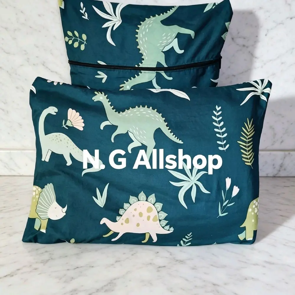 N.G Allshop Sarung Bantal  Motif Dinosaurus Warna hijau Tua dengan Desain Unik dan Menarik untuk Kamar Anak