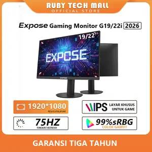 【Pilihan Kreator】expose Monitor pc komputer 19/22 inch monitor gaming Panel IPS Kecepatan Refresh Tinggi HDMI/VGA 1M/S Garansi Resmi 3 YEAR Biru Hitam Kabel Layar Laptop