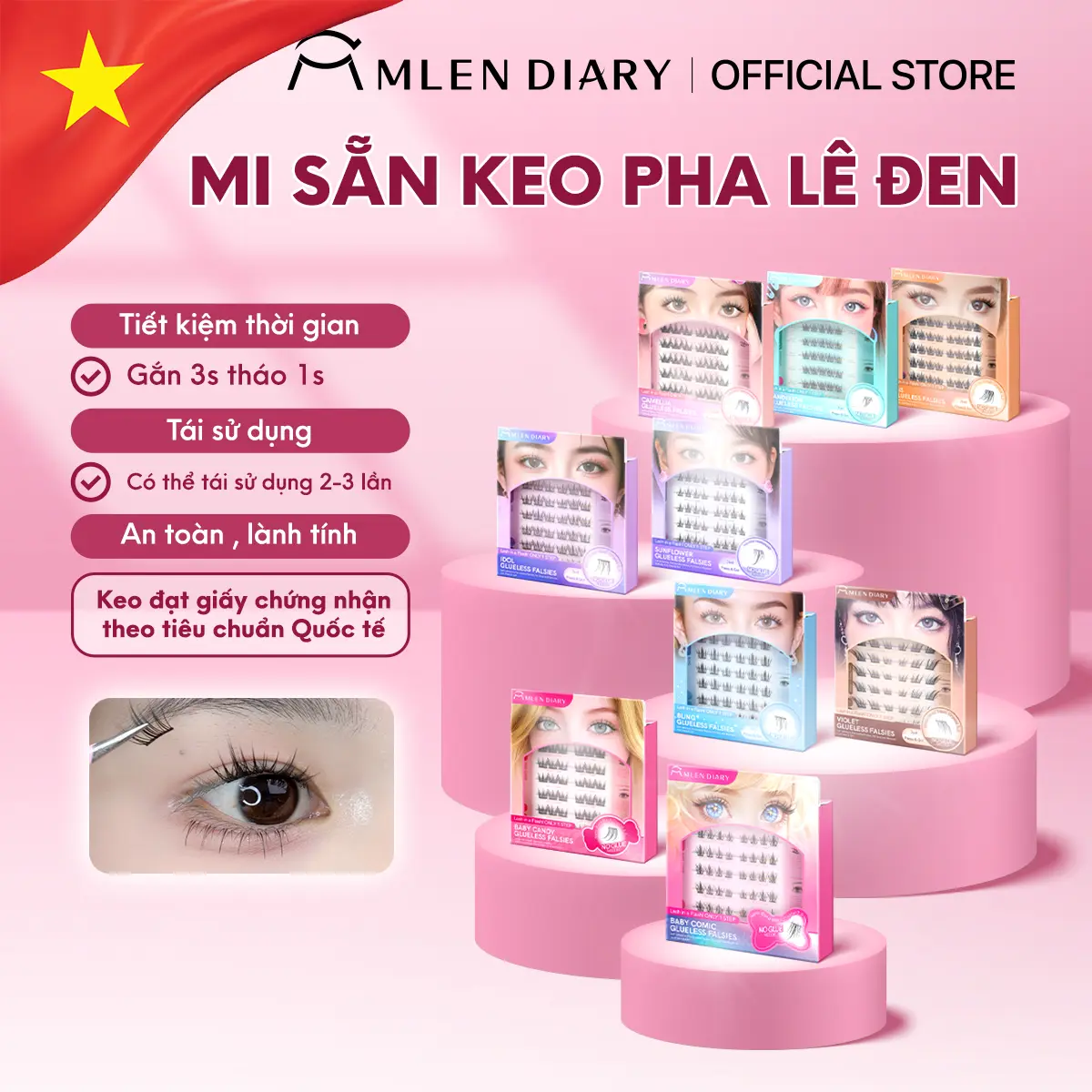 [SUPER DEAL] Mlen Diary - Mi Giả Tự Dính Không Cần Dùng Keo (CHƯA ĐI KÈM DỤNG CỤ) Mi Giả Tách Sợi, Mi Cụm Dễ Dùng, Sợi Mi Mảnh,Có Thể Sử Dụng Được Nhiều Lần