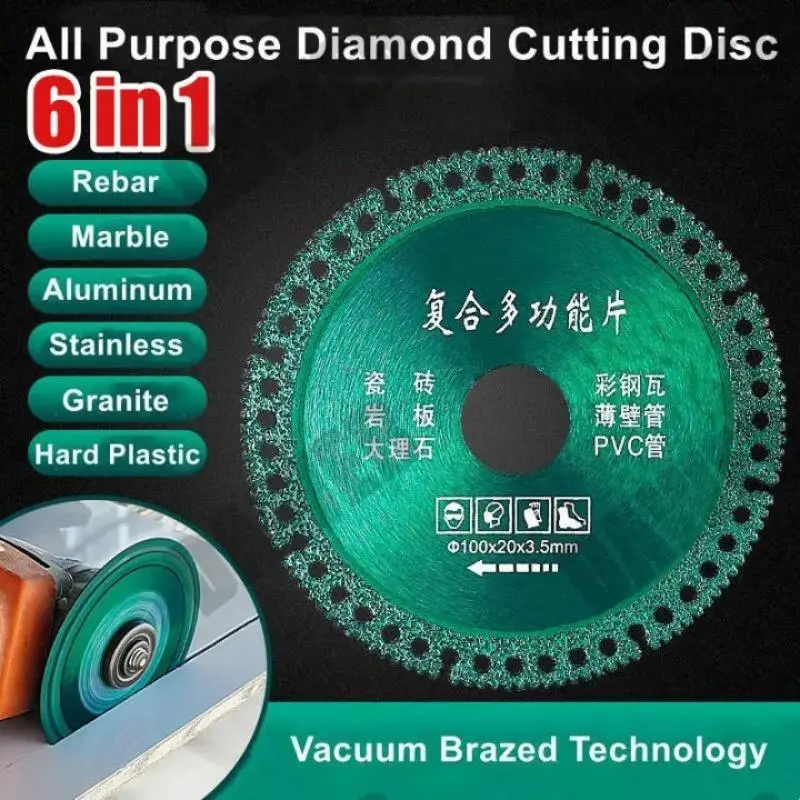 Lưỡi Cưa Kim Cương, 6In1, Bánh Xe Cắt, 4inch, 100Mm, Đĩa Cắt Kim Loại, Đa Chức Năng, Thích Hợp Cho Thép Mới Và Sắt, Cũng Thích Hợp Cho Thép Không Gỉ-X