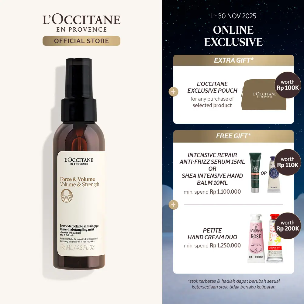 L'Occitane Volume & Strength Leave-in Detangling Mist For Fine & Flat Hair 125ml