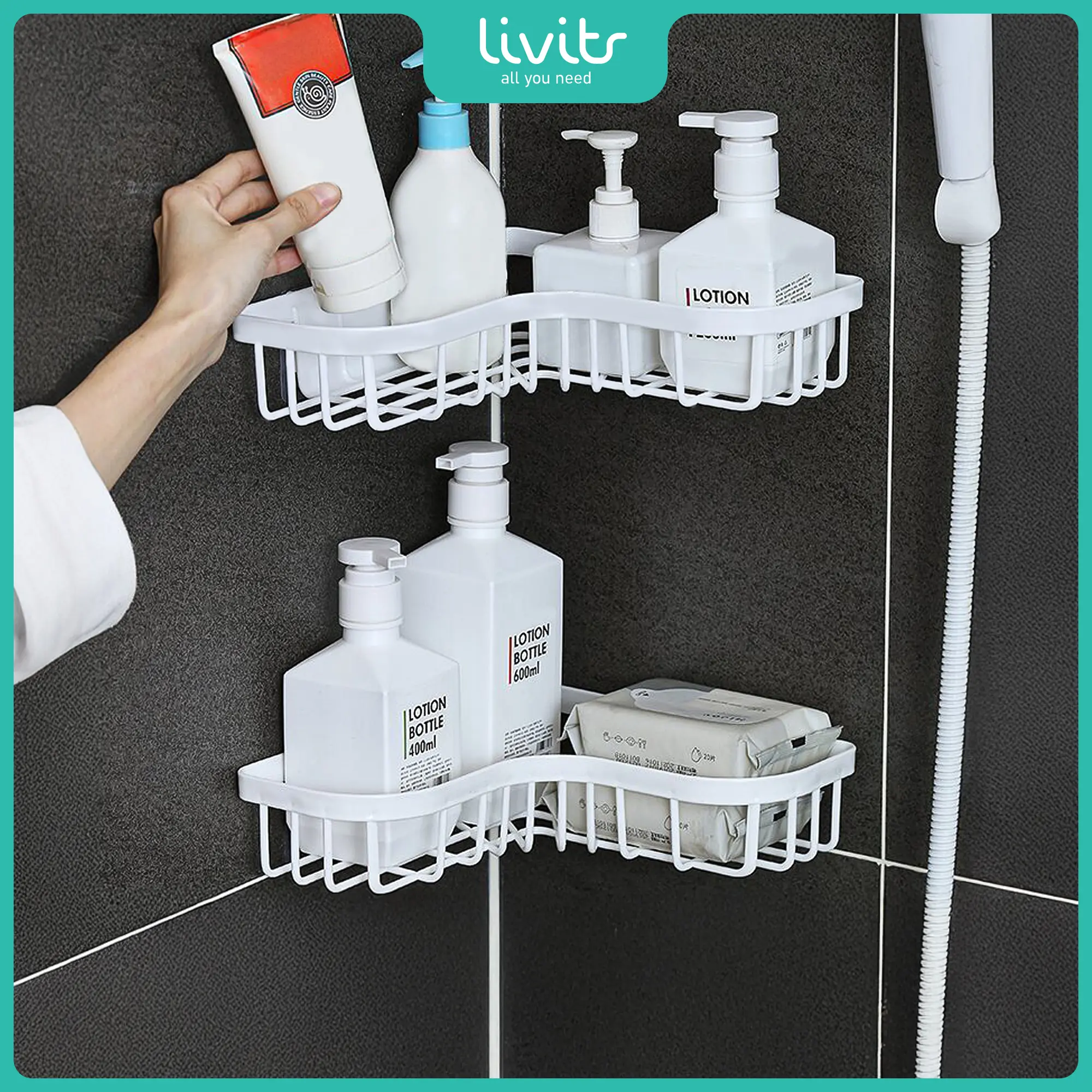 Rak Sudut Kamar Mandi Rak Tempel Dinding Rak Sabun Tanpa Bor Rak Toiletries