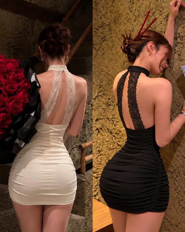ĐẦM YẾM LƯNG REN NGẮN NHÚN HÔNG