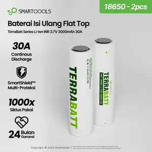 Baterai Cas Isi Ulang Smartoools TerraBatt 18650 INR 3.7V 3000mAh Li-Ion Rechargeable Battery