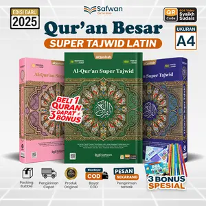 [ QURAN EKSKLUSIF ] Al-Quran Super Tajwid | QR code video murotal + makhorijul huruf + tanda waqof latin | Alquran Bonus tunji almasurat dan buku doa muslim | Mushaf alqur'an agar paham tajwid dan lancar baca al-qur'an