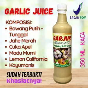 BPOM Garjus 350ML Jus Bawang Putih Tunggal, Madu Murni, Kayumanis, Lemon, Cuka Apel Dan Jahe Merah Garlic Juice