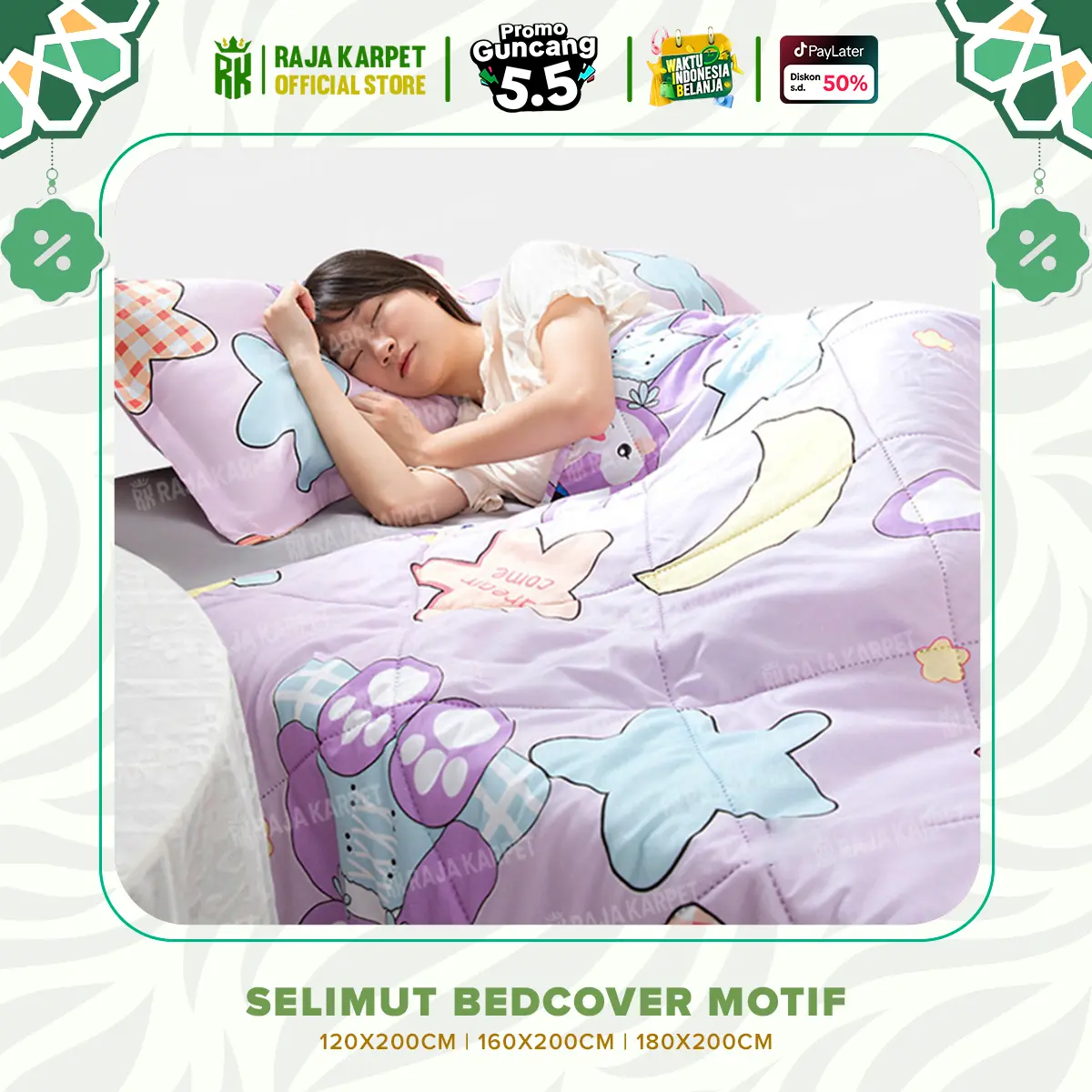 RAJA - Selimut Lembut Estetik UK 120, 160, 180 x 200CM Bedcover Only ( Hanya Selimut )