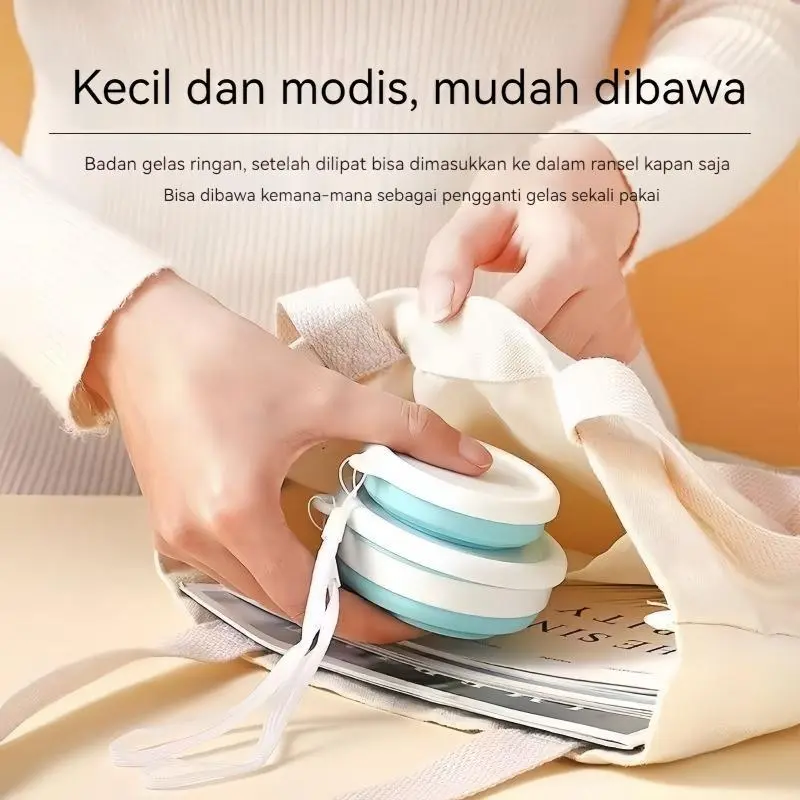 【Sam's market】Gelas Silikon Lipat 200ml Kecil dan Modis Mudah Dibawa Vacuum untuk Penggunaan Sehari-hari