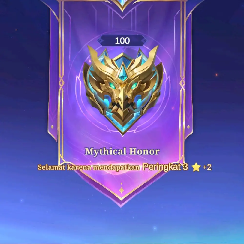 Mythical Honor - Peringkat 3 +2 - Selamat Karena Mendapatkan Poin 100 - Hadiah Khusus