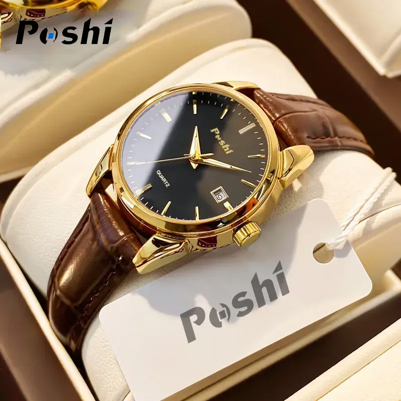 POSHI Fashion Original Wrist Watch for Women Waterproof Free Shipping with Box Top Brand Leather Strap Ladies Watch
