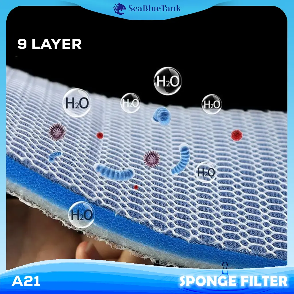 SBT 9Layers Filter Aquarium A21 Spons Tangki Ikan Ada Lem Busa Biokimia