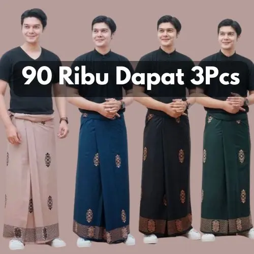 TERLARIS 3pcs Sarung Batik Dewasa Sarang Tawon Katun Polly Super Viral Kekinian Motif Sarwon Muslim Pria Santri Hitam Lembut Nyaman