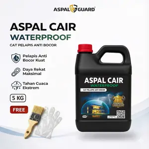 Aspal Guard Aspal Cair Anti Bocor-Aspal Emulsion 5 kg Cat Pelapis Anti Bocor Waterproof Tahan Cuaca Ekstrem Daya Rekat Kuat